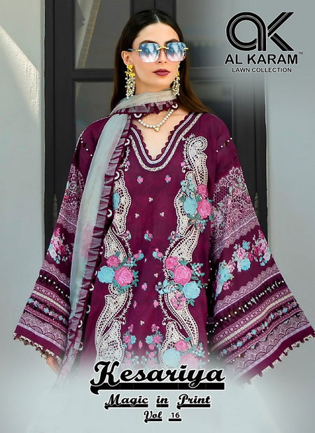 Kesariya Magic In Print Vol 16 By Al Karam Cambric Dress Material Wholesale Online